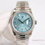 Rolex Day-Date 36mm Ice Blue Dial Swiss 2836 Movement Replica Watch